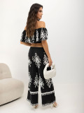 Schwarzes Boho-Set mit Bluse und Hose