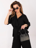Elegantes schwarzes Set mit Hemd und weiter Hose