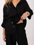 Elegantes schwarzes Set mit Hemd und weiter Hose