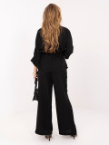 Elegantes schwarzes Set mit Hemd und weiter Hose
