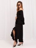 Schwarzes Set mit Bluse und Hose