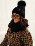 Winterset mit Bommel und Fütterung, schwarz