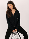 Eleganter schwarzer Pullover mit Pailletten und Knöpfen