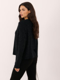 Eleganter schwarzer Pullover mit Pailletten und Knöpfen