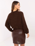 Eleganter Minirock aus Kunstleder mit Spitze, braun