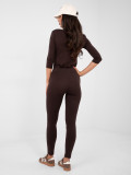 Braune Baumwoll-Leggings mit schmalem Bein