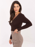 Eleganter brauner Pullover mit V-Ausschnitt