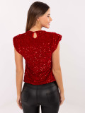 Elegante rote Bluse mit Paillettenapplikation