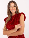 Elegante rote Bluse mit Paillettenapplikation