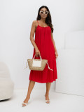 Rotes ausgestelltes Midi-Kleid mit Volant