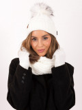 Winterset mit Bommel in Ecru