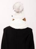Winterset mit Bommel in Ecru