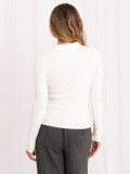 Ecru-Polopullover mit Kragen und Knöpfen
