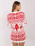 Langer Damenpullover mit Print, ecru