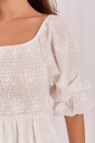 Baumwoll-Midikleid mit Stickerei und 3/4-Ärmeln