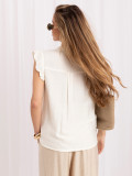 Ecru-Bluse mit Stickerei und Volant