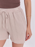 Beigefarbene Baumwollshorts mit Bindegürtel