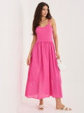 Maxi ausgestelltes Kleid mit Trägern, rosa