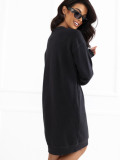 Grafitfarbenes Oversize-Kleid mit langen Ärmeln
