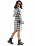 Grafitfarbenes Hemdblusenkleid mit Gürtel und Taschen
