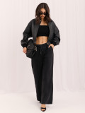 Graue Wide Leg Jogginghose