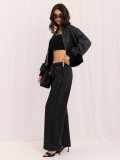 Graue Wide Leg Jogginghose
