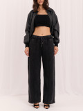 Graue Wide Leg Jogginghose