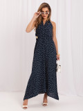 Maxikleid mit Punkten und Schnürung