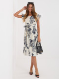 Blaues Midi-Kleid mit Print und Gürtel