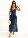 Dunkelblaues Maxi-Trägerkleid