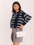 Gestreifter blauer Pullover mit Rundhalsausschnitt