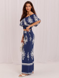 Boho-Set mit Bluse und Hose, blau