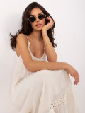 Beiges Maxi-Kleid mit Spitzendetails