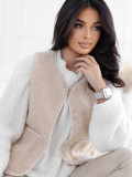 Beige Fellweste mit Knöpfen
