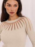 Eleganter beigefarbener Pullover mit Rundhalsausschnitt