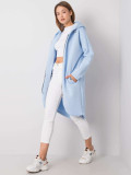 Hellblaue lange Kapuzen-Sweatjacke