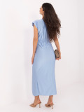 Elegantes blaues Midi-Kleid mit Wickelausschnitt