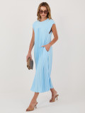 Blaues Midi-Cocktailkleid mit Taschen
