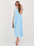 Blaues Midi-Cocktailkleid mit Taschen