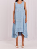 Asymmetrisches Midi-Sommerkleid mit Print und Taschen