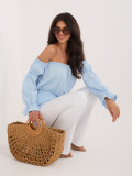 Bluse mit Carmen-Ausschnitt und Puffärmeln