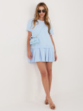 Hellblaues ausgestelltes Baumwoll-Minikleid