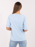 Damen-T-Shirt in Hellblau mit V-Ausschnitt