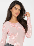 Elegante rosa Bluse mit Blumenapplikation und Stickerei