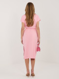 Hellrosa Baumwoll-Sommerkleid mit Gürtel