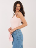 Rosa geripptes Top mit V-Ausschnitt und Trägern