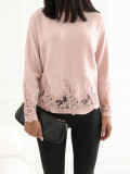 Eleganter hellrosa Pullover mit Spitze