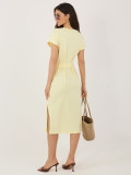 Sommerkleid aus Baumwolle in hellem Gelb mit Gürtel