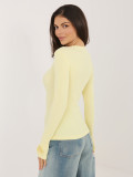 Gelbe, gerippte Bluse mit langen Ärmeln