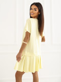 Gelbes ausgestelltes Minikleid mit kurzen Ärmeln